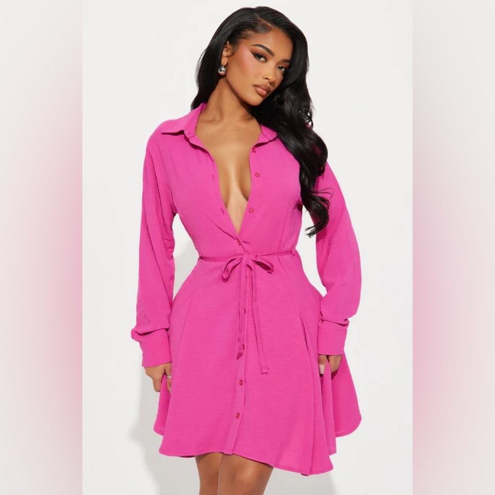 Gloria Tie Waist Mini Shirt Dress